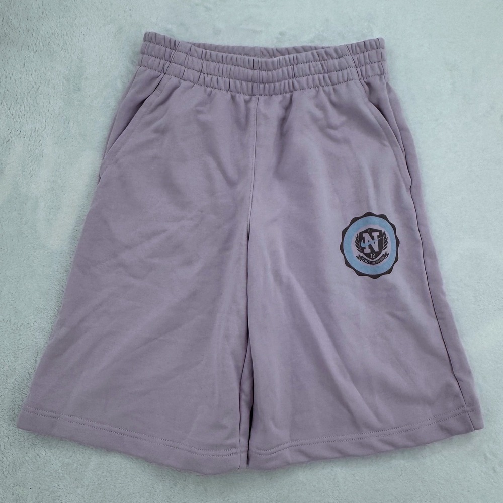 New Nike Youth Loose Fit French Terry Shorts Purple Varsity Crest Kids Sz Large
